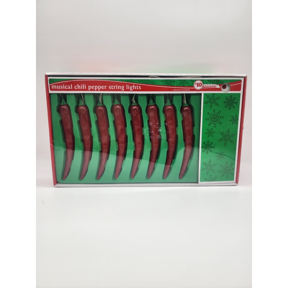 Musical Chili Pepper String Lights Red Feliz Navidad Holiday Decor Midwood Brand
